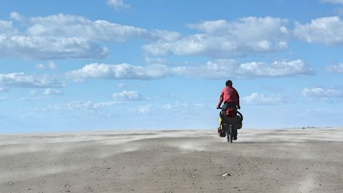 Rear view of woman on beach