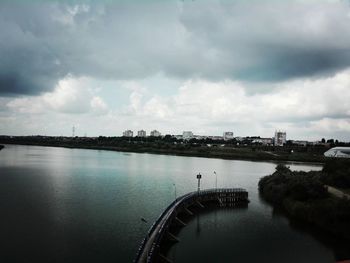 Panoramic view of bridge over river against sky