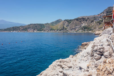 Scenic view of sea against clear sky