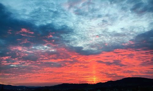 Scenic view of dramatic sky during sunset