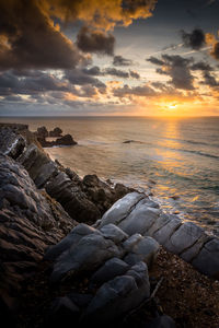 Scenic view of sea against sky during sunset