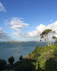 Scenic view of sea against cloudy sky