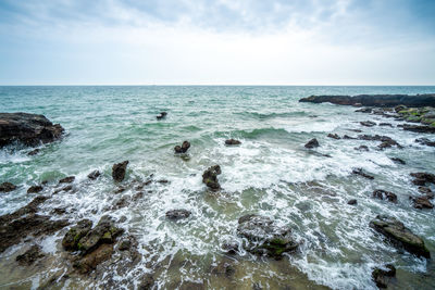 Volcanic rocks and reefs on the coast