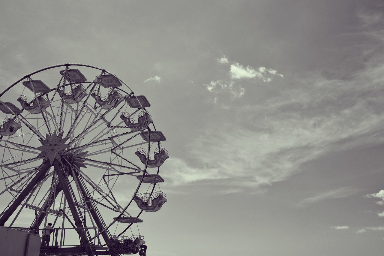 LOW ANGLE VIEW OF WHEEL AGAINST SKY