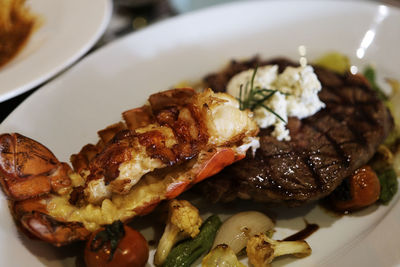 Close-up of burger in plate