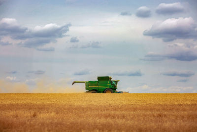 Harvesting wheat in kansas