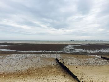 Scenic view of sea against cloudy sky