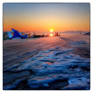 Scenic view of sea during sunset