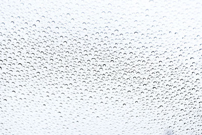 Full frame shot of raindrops on glass
