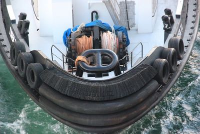 High angle view of boat in sea