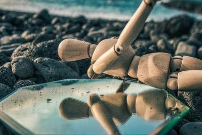 Close-up of pebbles on beach