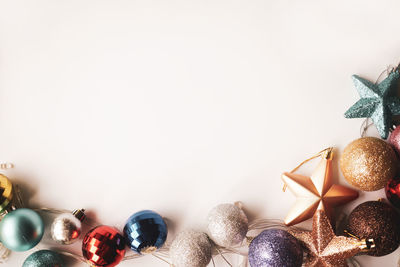 Close-up of christmas decorations on table