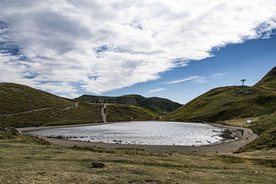 Scenic view of land against sky