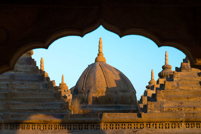 Low angle view of historical building against clear sky