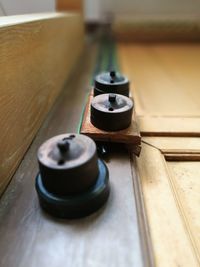 Low angle view of old-fashioned light switches