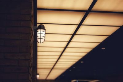 Low angle view of illuminated light bulb