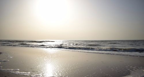 Scenic view of beach at sunset