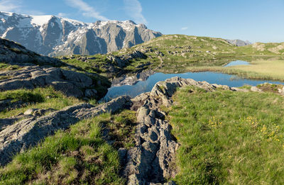 Scenic view of mountains against sky