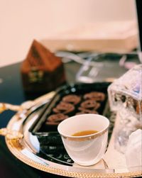 Close-up of tea served on table