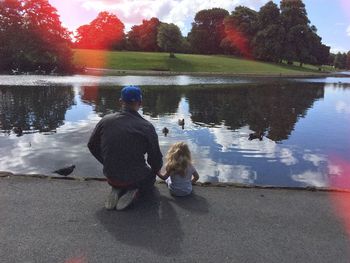 Woman with dog in park