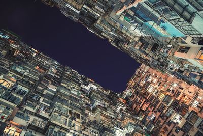Aerial view of cityscape at night