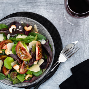 Directly above shot of salad on table