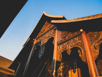 Low angle view of temple against sky