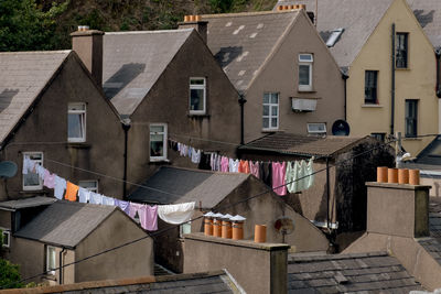 Houses in town with laundry on clotheslines
