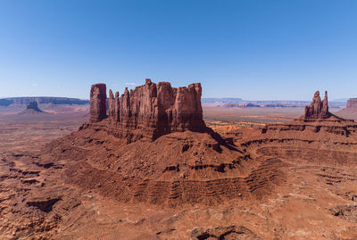 Rock formations in desert against clear sky