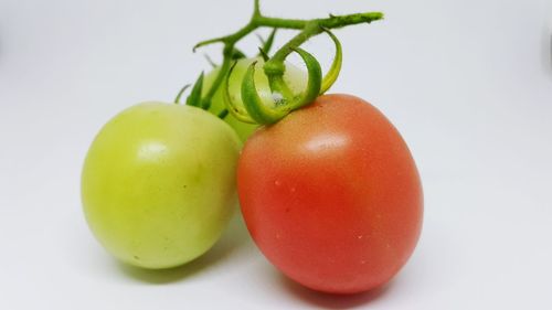 Close-up of fruits over white background