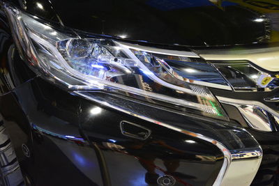 High angle view of illuminated car
