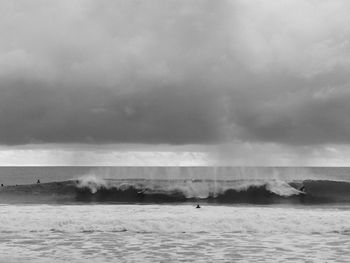 Scenic view of sea against cloudy sky