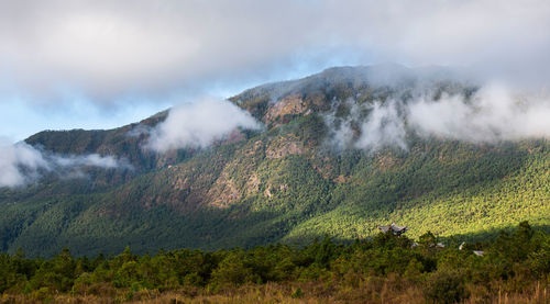 Scenic view of mountains against sky