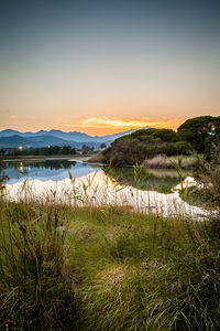 Scenic view of sea against sky during sunset