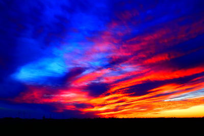 Scenic view of dramatic sky during sunset