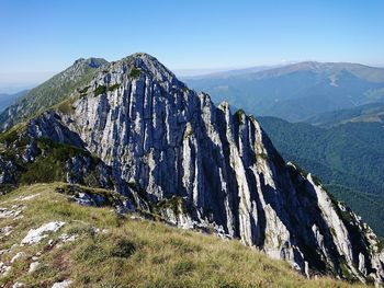 Scenic view of mountains against clear sky