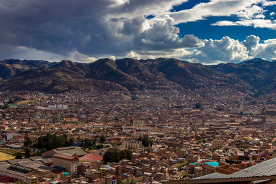 High angle view of townscape against sky