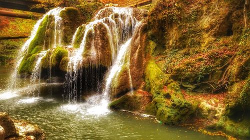 Scenic view of waterfall