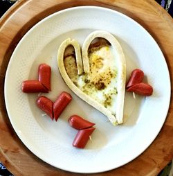 High angle view of breakfast in plate