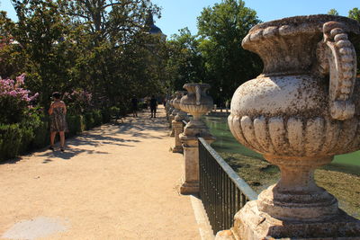 Close-up of statue against trees