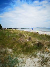 Scenic view of beach against sky