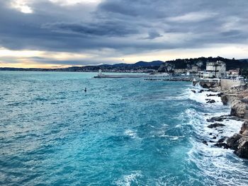 View of sea against cloudy sky