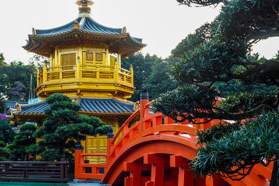Low angle view of traditional building against sky