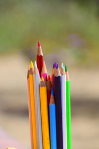 Close-up of colored pencils