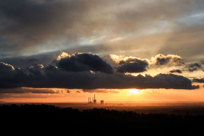 Scenic view of dramatic sky during sunset