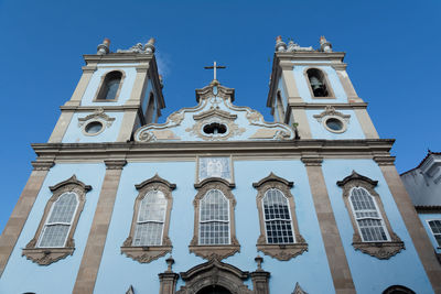 View of the facade of the rosario dos pretos church in pelourinho, historic center 