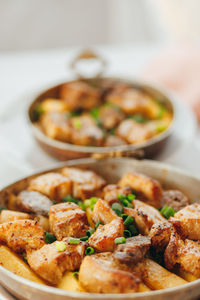 Close-up of food in plate on table