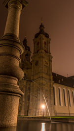 View of illuminated cathedral against sky at night