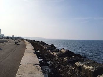 Scenic view of sea against clear sky