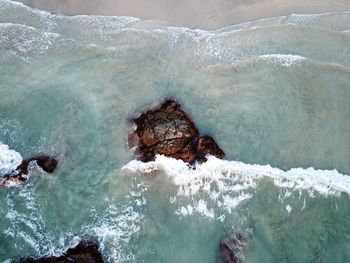 Directly above of wave in sea